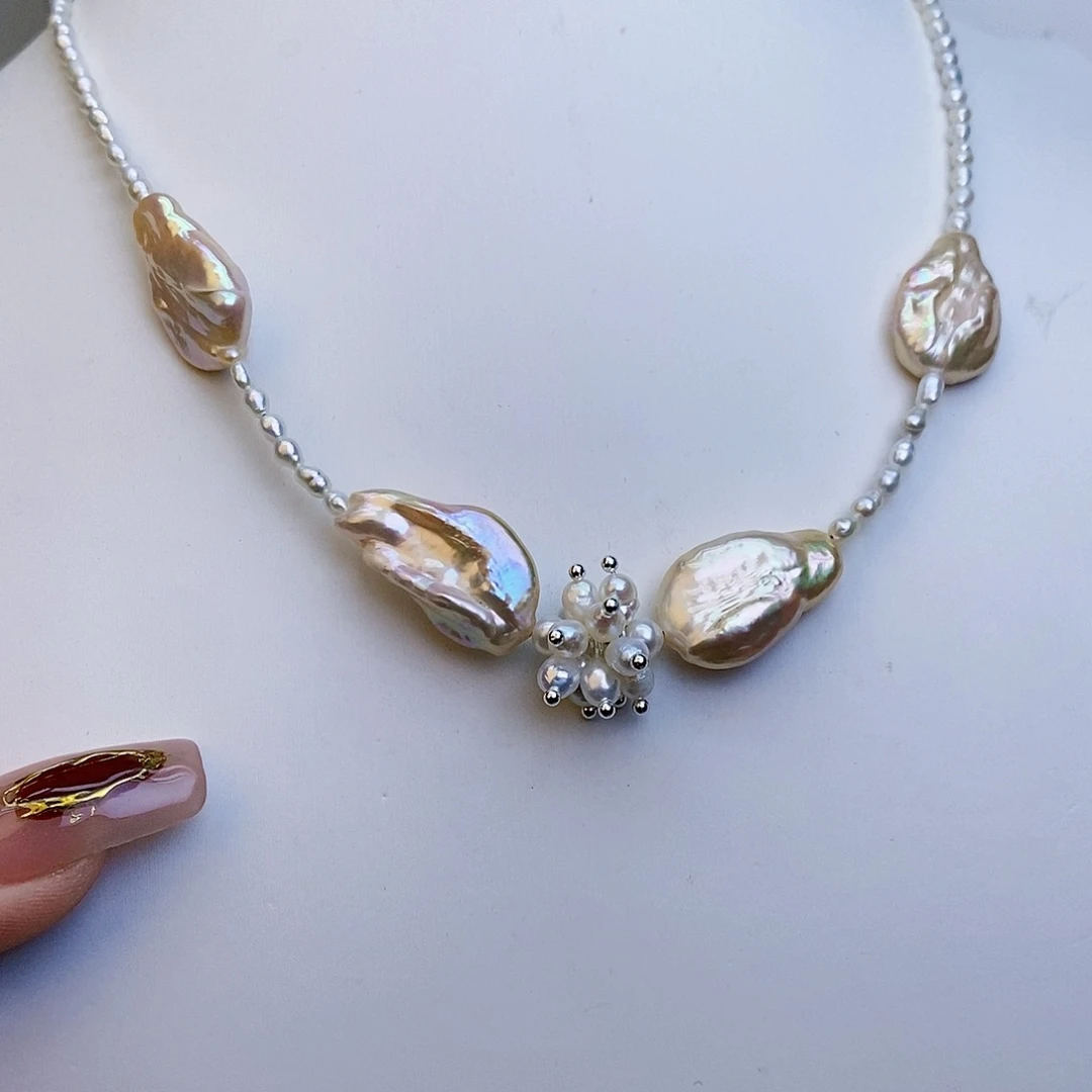 淡水珍珠颈饰银S925镶嵌