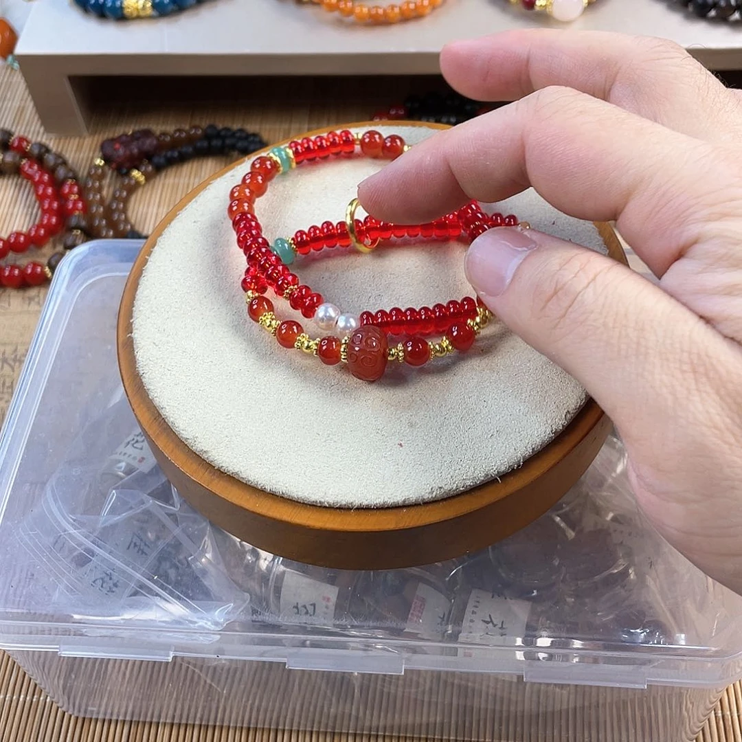 玛瑙手饰银S925镀金镶嵌