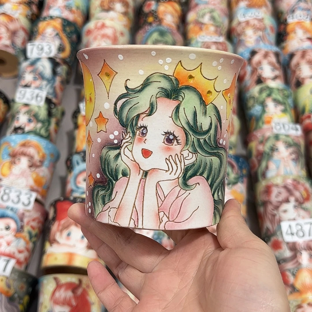 景德镇炫彩手绘口10.5高10