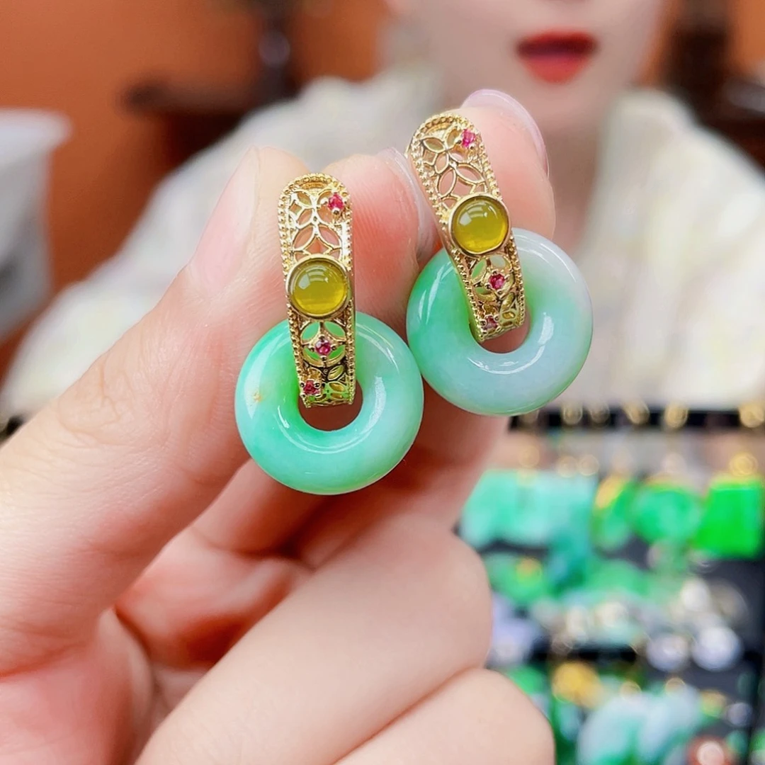 翡翠未镶嵌耳饰饰品