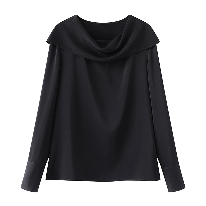 艾诺丝衬衫女商场同款百搭飘带宽松时尚商场同款休闲长袖上衣5021