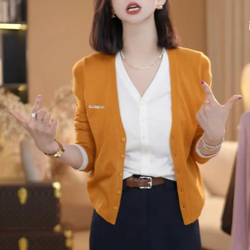 2025秋季新款时尚精致假两件设计款女长袖针织衫上衣显瘦气质毛衣