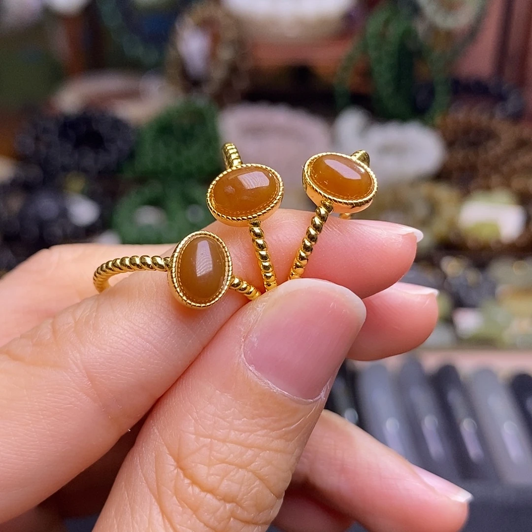 和田玉未镶嵌颈饰多样性发一 925.银糖料戒指