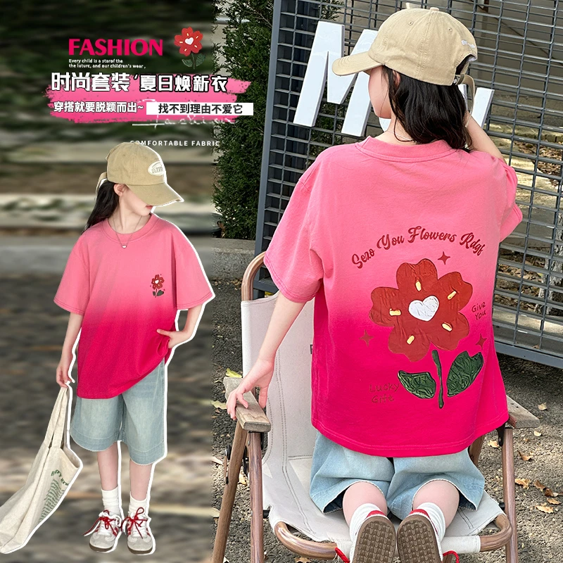 女童短袖t恤2025新款中大童夏季超好看卡通半袖儿童女孩薄款夏装