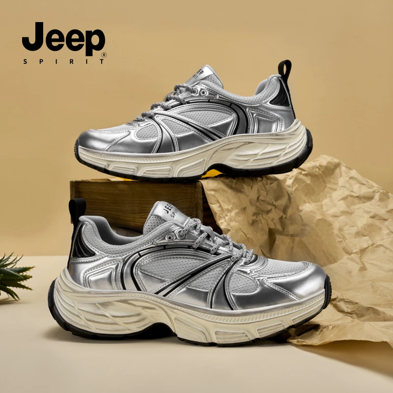 JEEPSPIRIT吉普2025时运动鞋尚潮流男鞋复古老爹鞋增高网面潮鞋