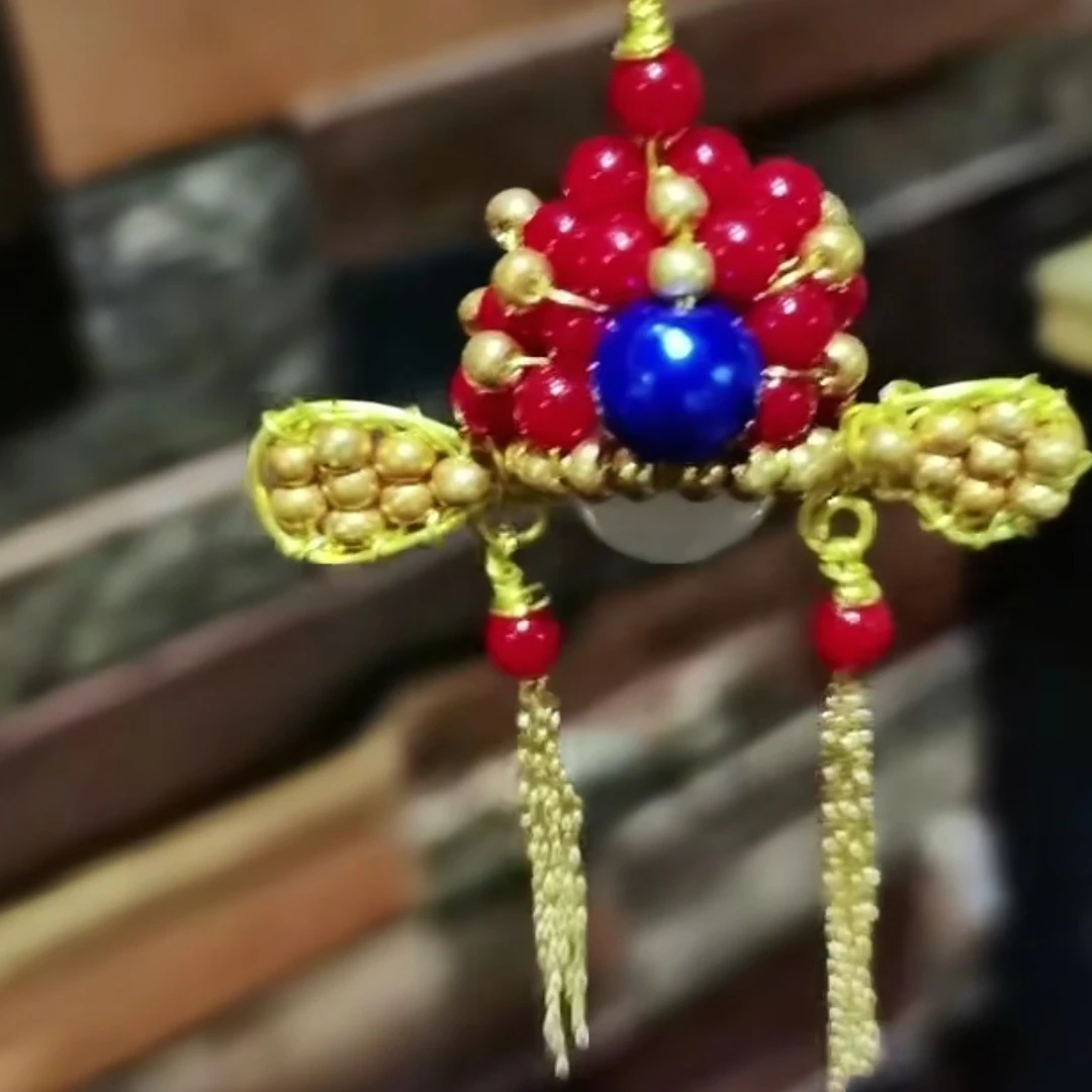 国风状元帽串珠包挂，手机挂件