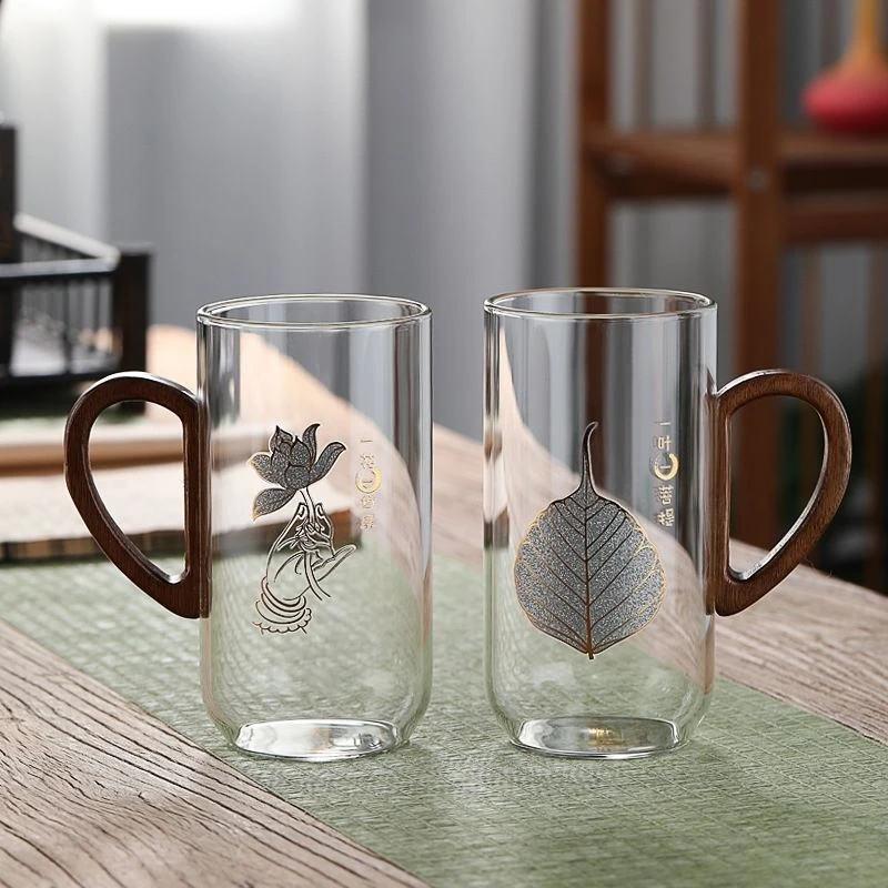 喝水杯单层杯办公室高硼硅玻璃花茶绿茶泡茶玻璃杯高端透明玻璃杯