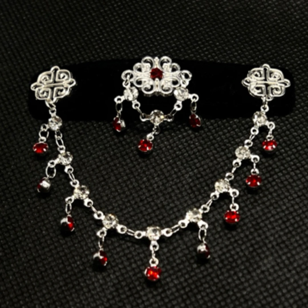 民族风原创手工复古宫廷风国风短流苏古典儿童发夹红色发饰头饰