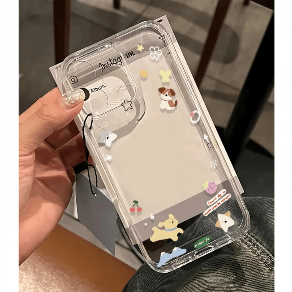 花花小狗适用苹果16PROMAX手机壳iPhone15卡通14防摔13软壳12小众