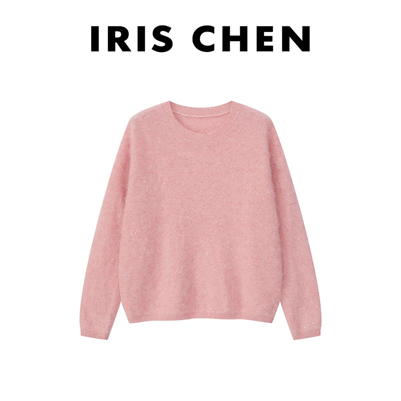 IRIS CHEN 冰岛 2025冬“真丝羊绒羊毛250g”亮片针织衫25SY1138
