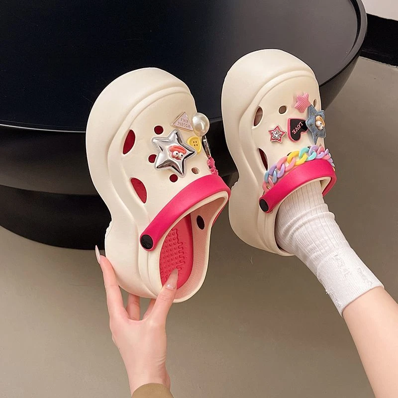 百搭休闲高颜值可爱小星星洞洞鞋女夏季新款外穿增高防滑轻便拖鞋
