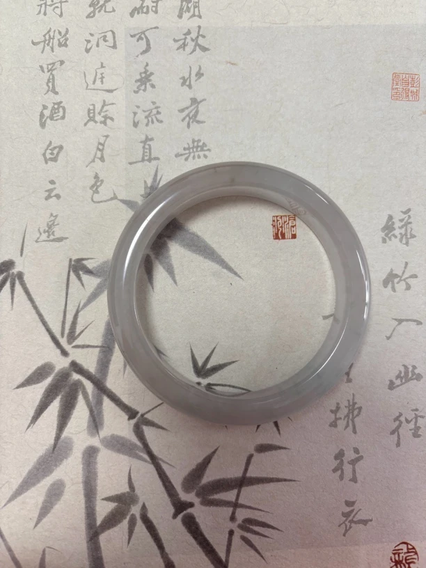 X659-五七加冰透白月光缅甸翡翠手镯