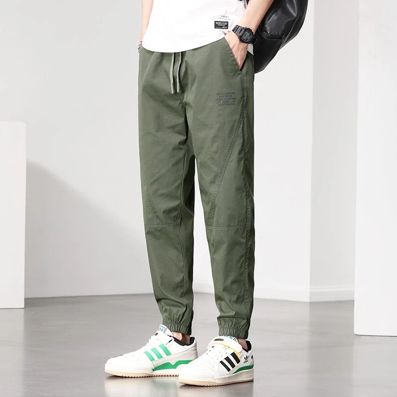 2025春夏季男士休闲裤宽松潮流运动百搭男裤简约纯色直筒束脚长裤