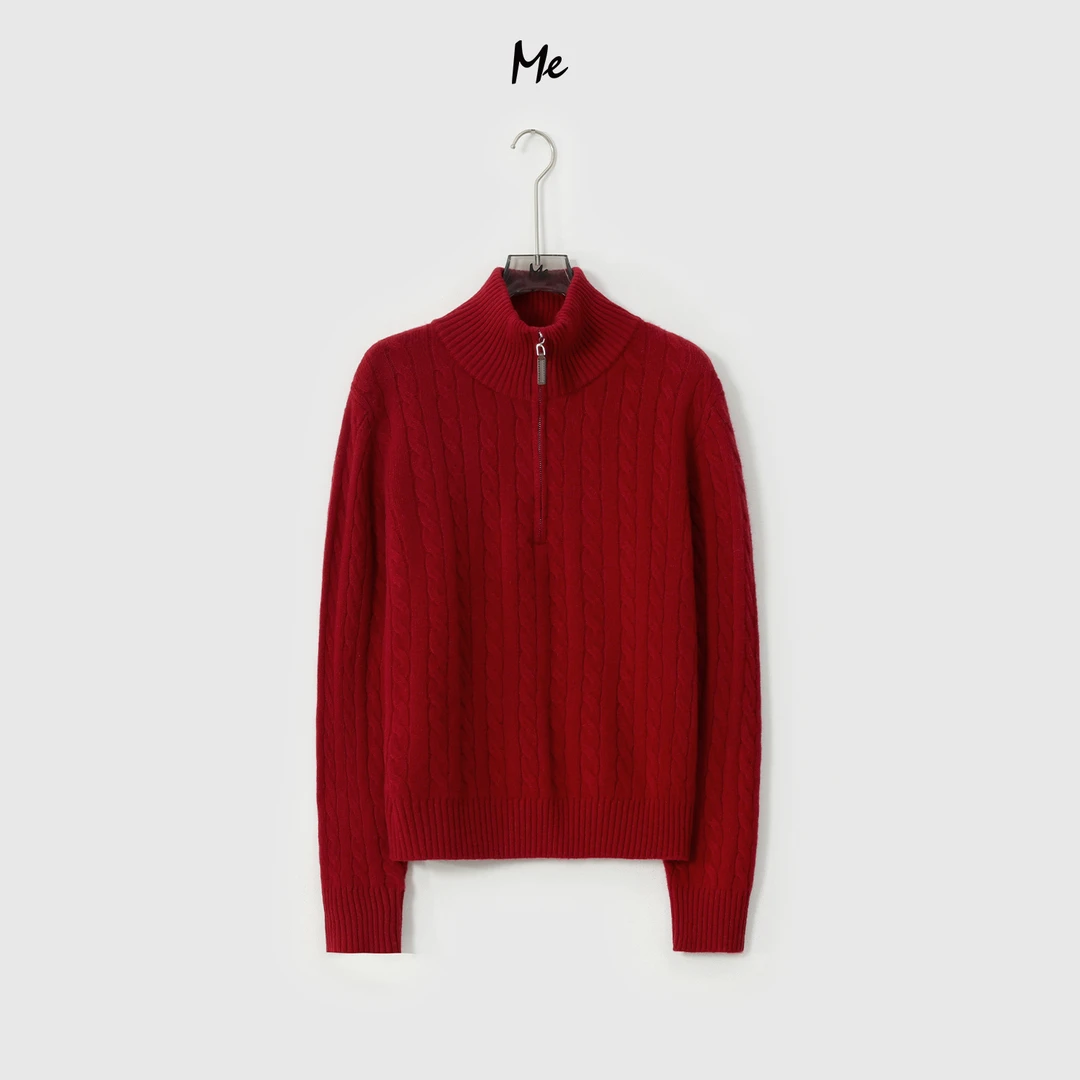 ME【L100%绵羊毛高领绞花衫】超细美利奴绵羊毛奢牌感毛衣MESA4768