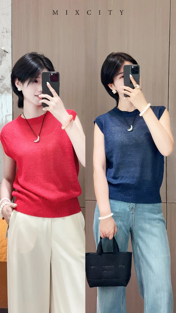 【亚楠本楠】软和纸◆进口和纸精梳棉高级慵懒感针织衫7734