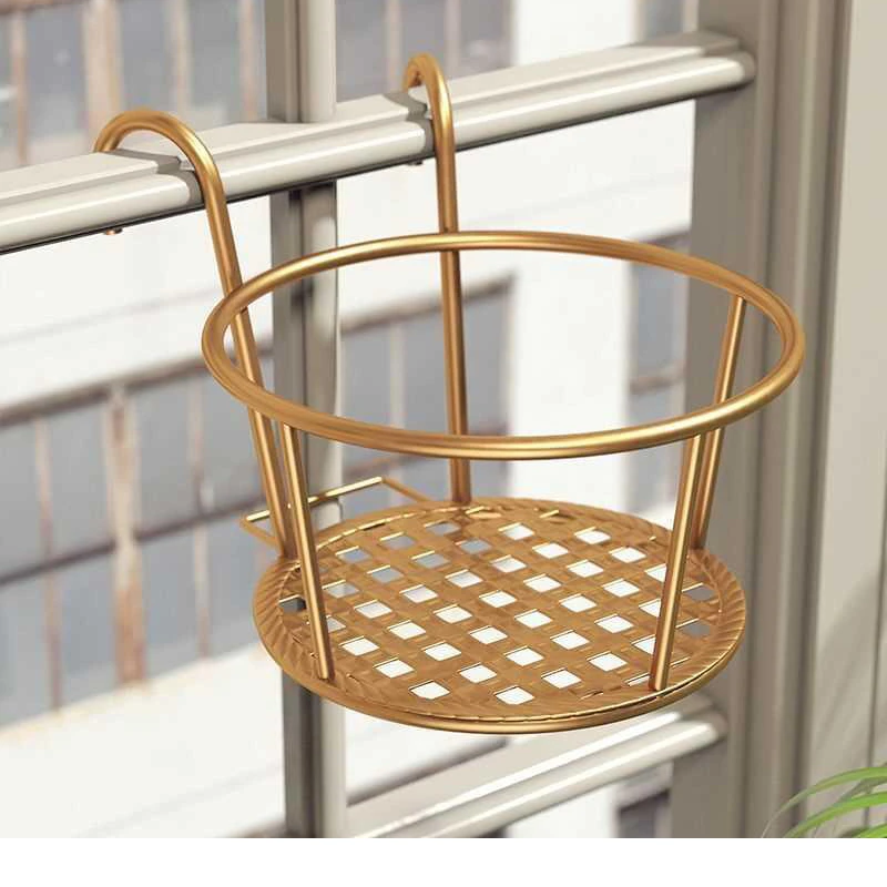 吊兰花架免安装欧式铁艺栏杆花架悬挂式阳台吊篮绿萝多肉花盆架子