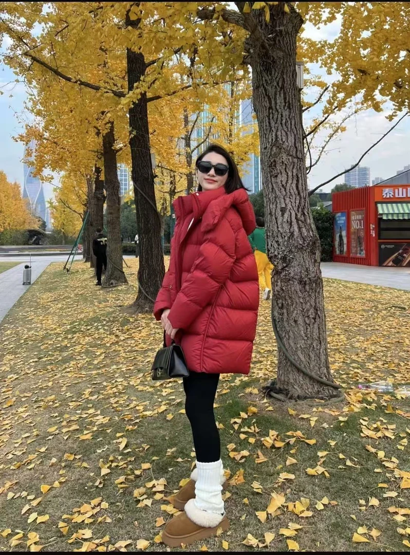 【薇薇轻奢】90白鹅绒零下30°极寒泡芙百搭连帽中长款鹅绒服T