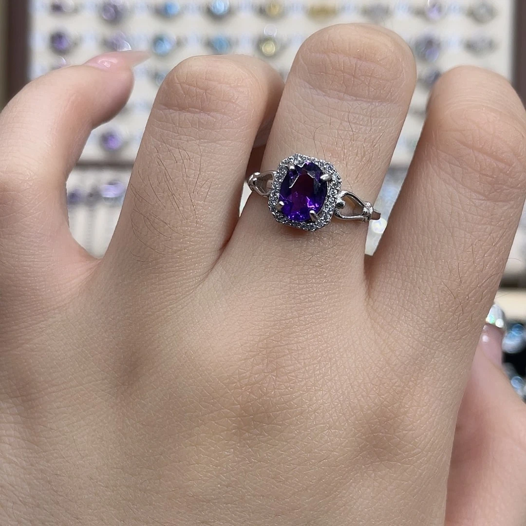 戒指银S925镶嵌紫晶