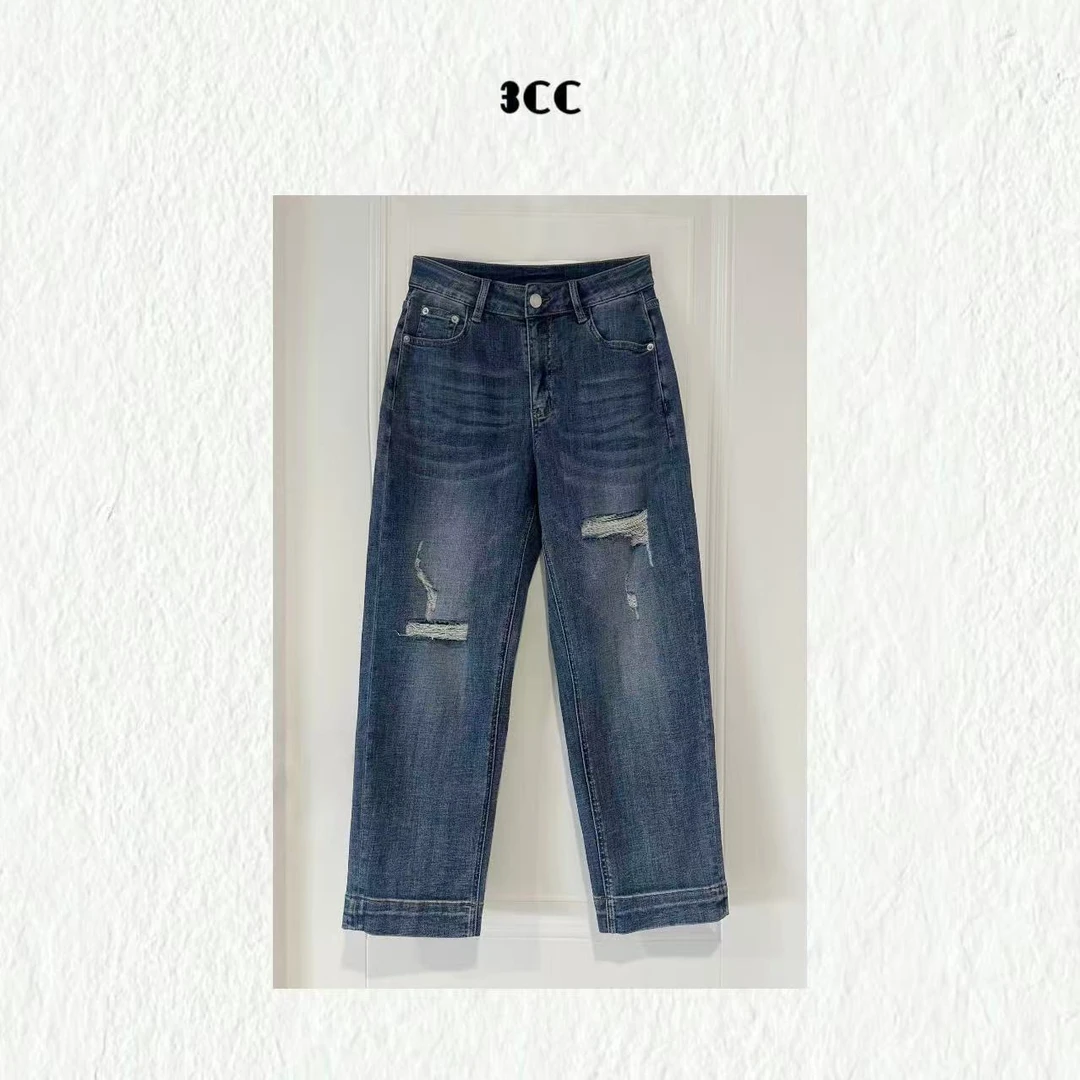 3CC【能量感】四面弹无束缚水洗复古破洞牛仔裤经典百搭裤子7362