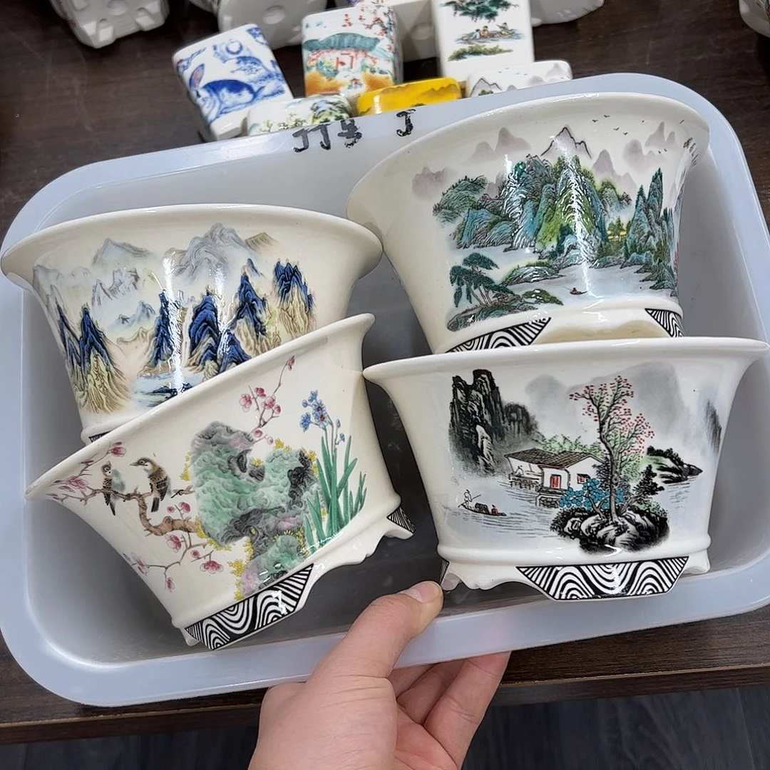 紫砂花盆J号瑕疵4个15/8cm