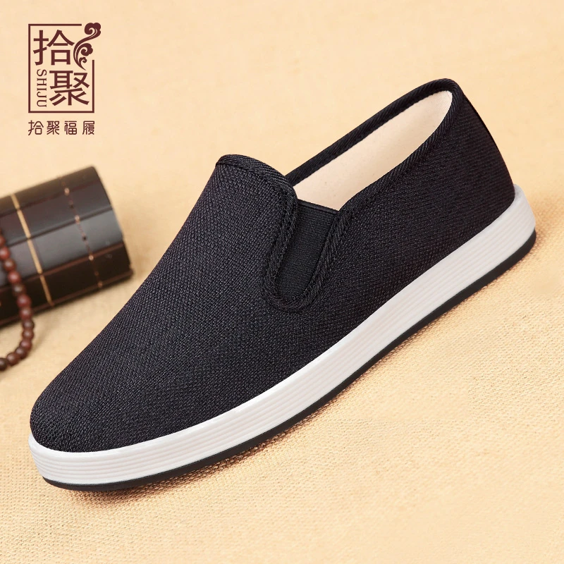 2025春秋季老北京布鞋一脚蹬男鞋软底软面中老年爸爸鞋男士开车鞋