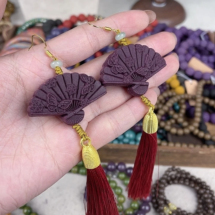 珠串紫宸凝香耳环一对