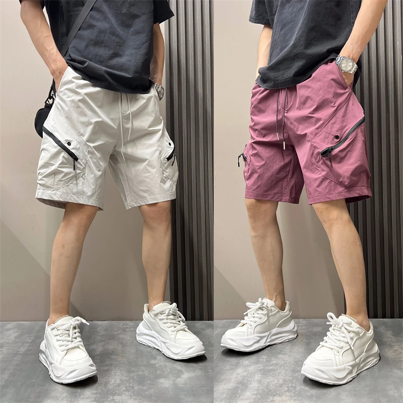 夏季薄款潮流宽松百搭户外速干透气短裤美式高街机能风工装短裤男