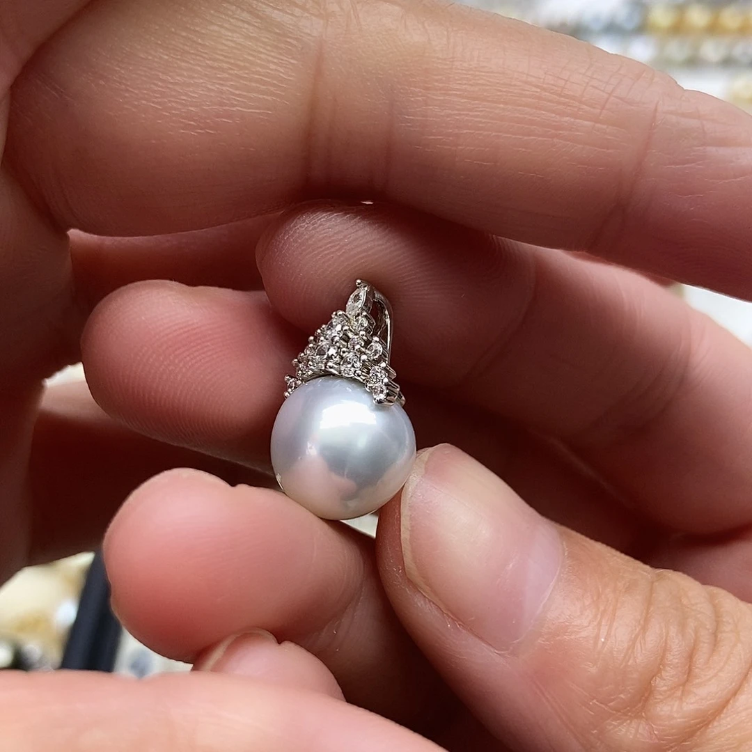 海水珍珠银S925镶嵌吊坠(不含链)