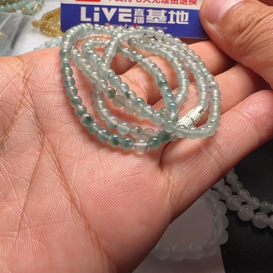 用***2定制翡翠未镶嵌高冰飘花项链卡4