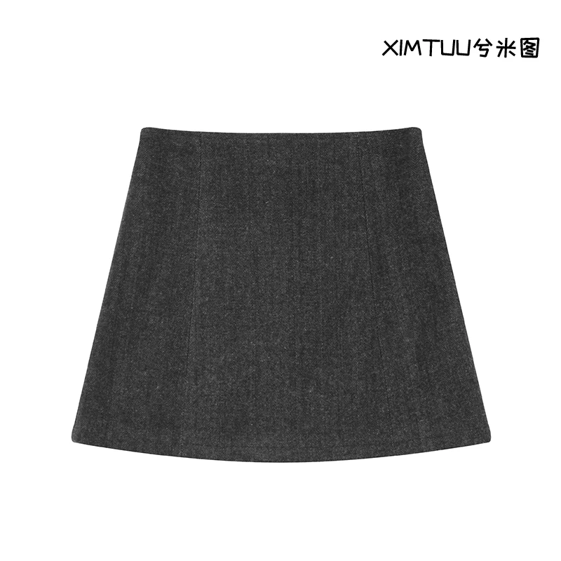 XIMTUU冬季新款毛呢裙子时尚百搭显瘦洋气D2412492