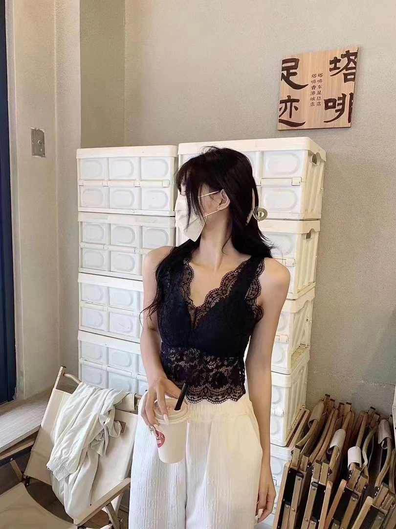 【胸垫蕾丝美背】定制蕾丝夏天爆款露背性感舒适显瘦百搭吊带背心