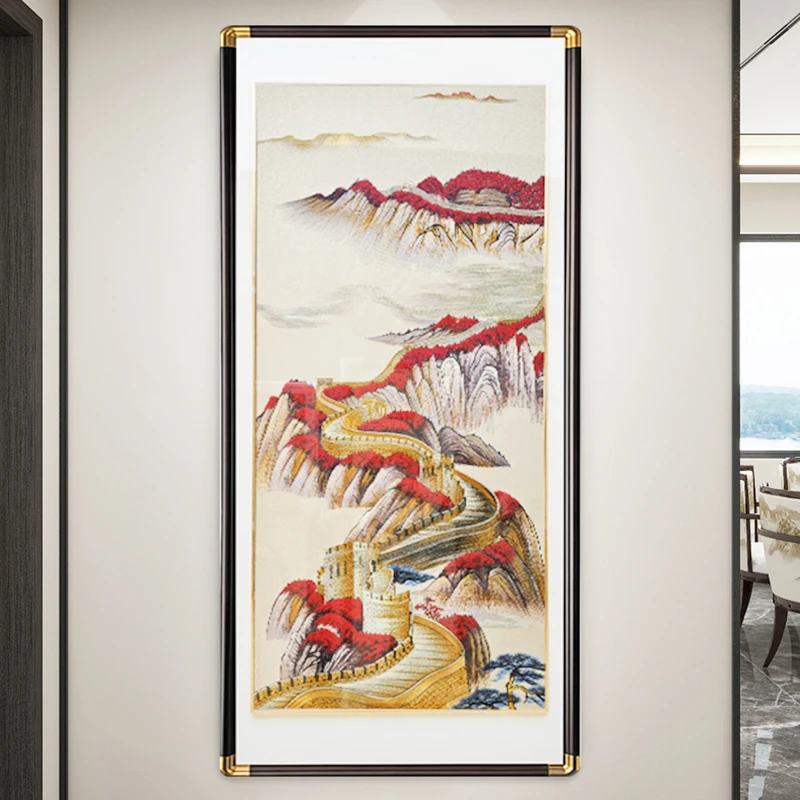 玄关万里长城中式刺绣玄关装饰画进门背景墙高档壁画