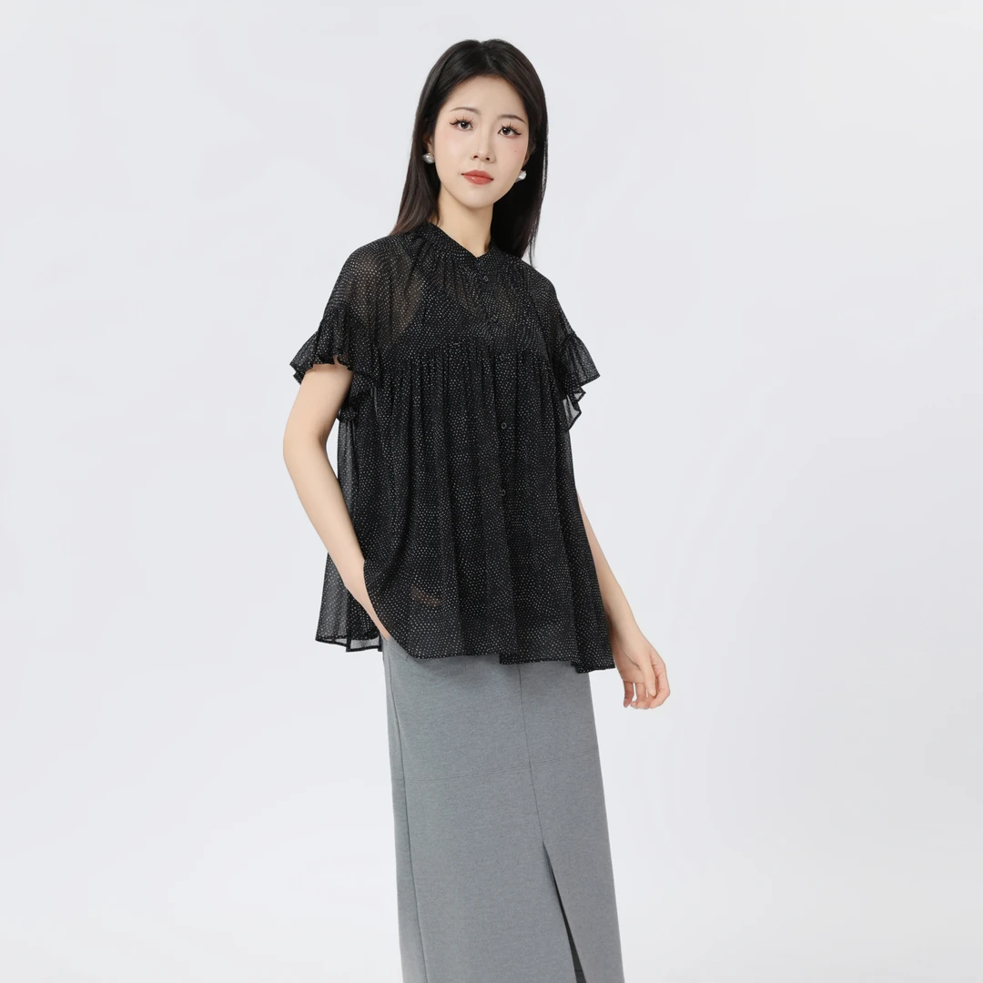 GIRDEAR/哥弟新款春夏气质衬衣时尚百搭波点衬衫上衣女130063