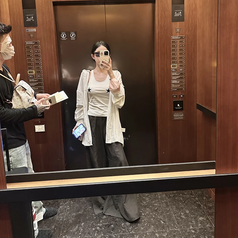 薛小婉黑色半身裙裤女垂坠清冷感高腰阔腿气质显瘦休闲时尚大摆裙