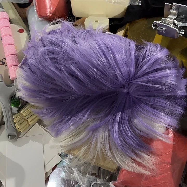 紫色加白色超级好的假发