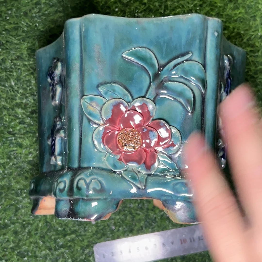 正宗岭南石湾盆放漏微瑕