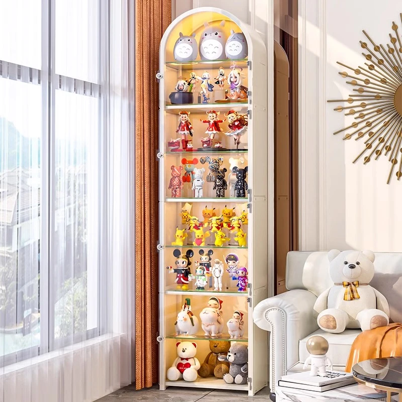 手办展示柜亚克力通柜落地乐高泡泡玛特盲盒展示架玩具娃娃收纳柜