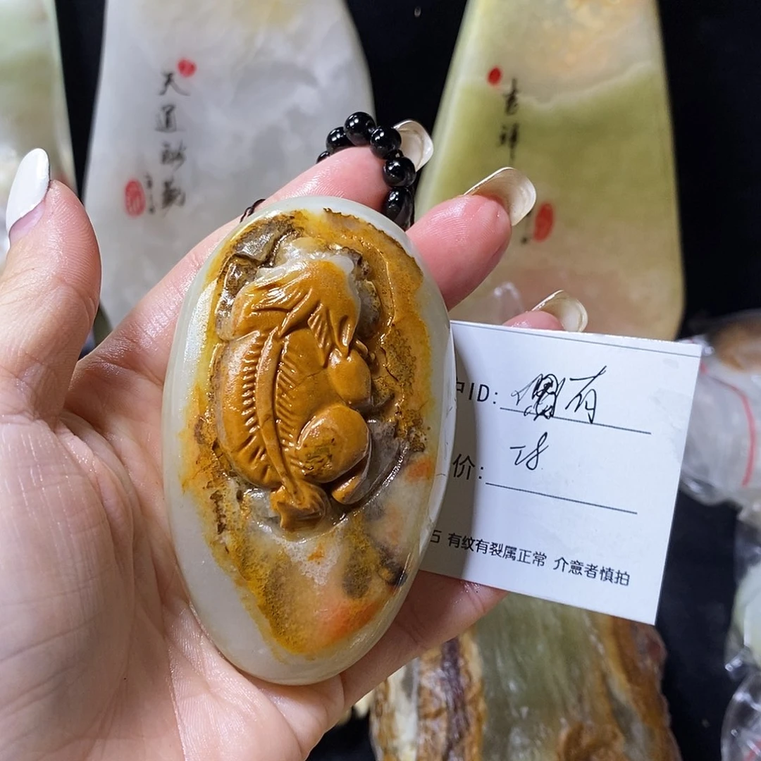 石材偶**怀古青石手把件