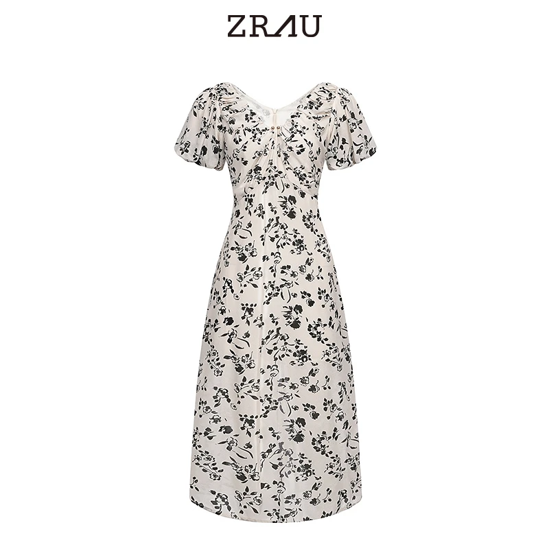 【达人专属】ZRAU浪漫度假泡泡袖收腰连衣裙Z1242L0086