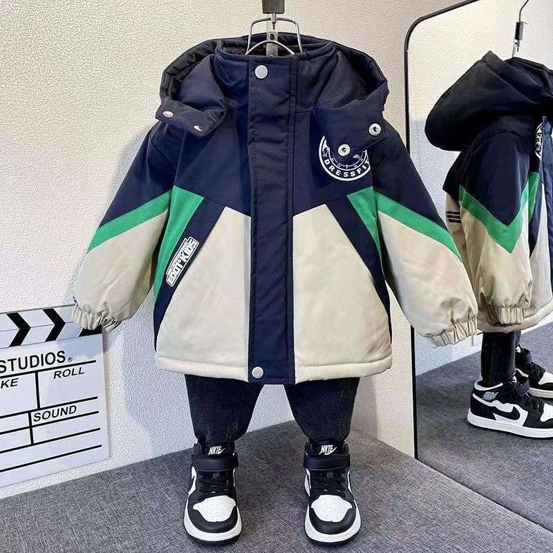 [万达撤柜]锋衣夹棉外套2025新款男孩加绒加厚棉服中童加厚棉服