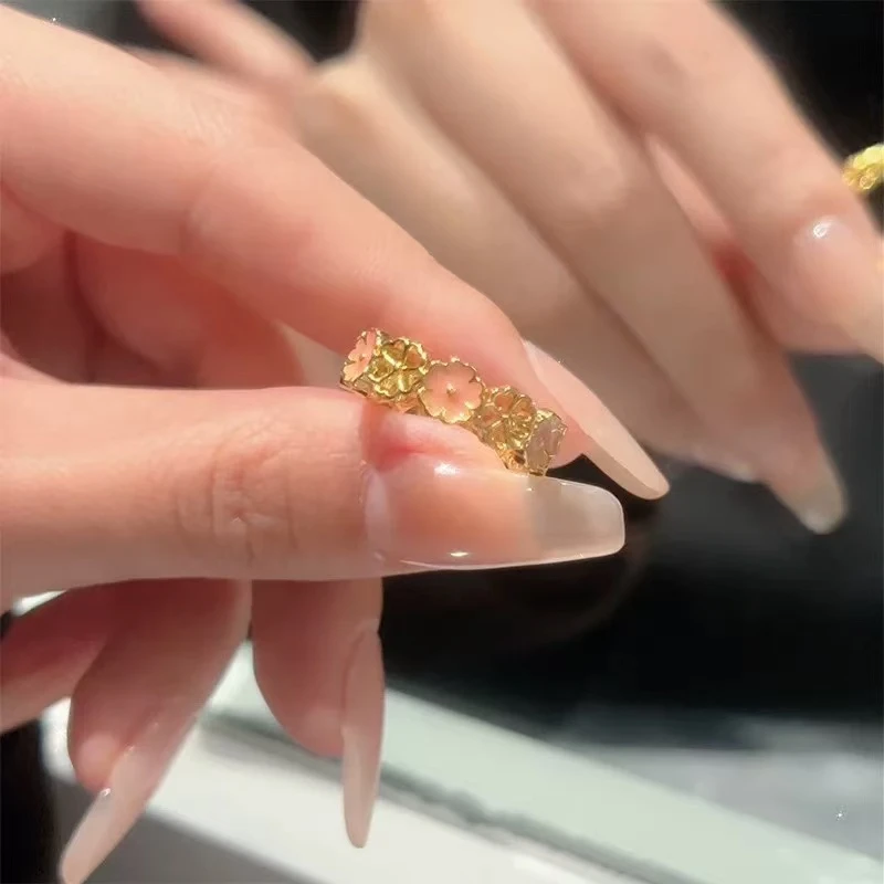 铜合金戒指 2025新款桃花镂空戒指开口戒指
