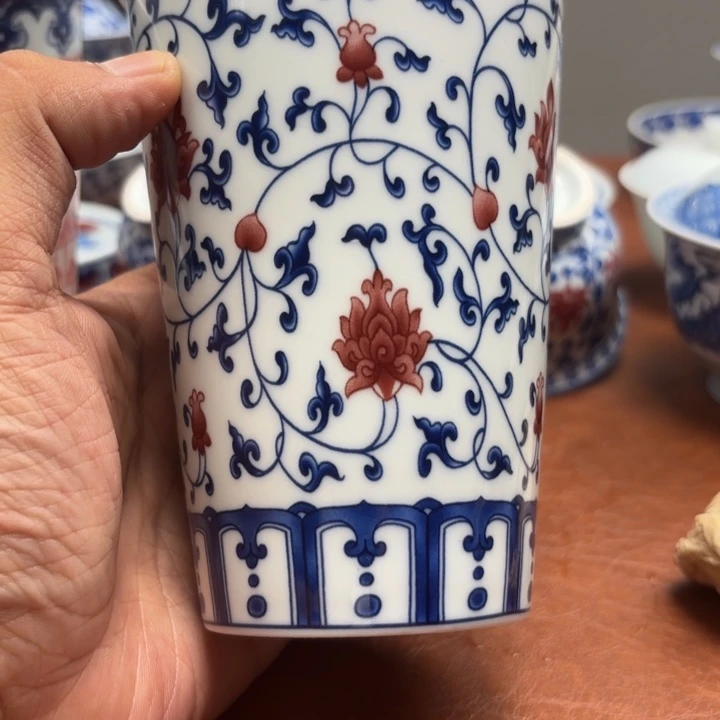 摆件缠枝莲可乐杯景德镇发货