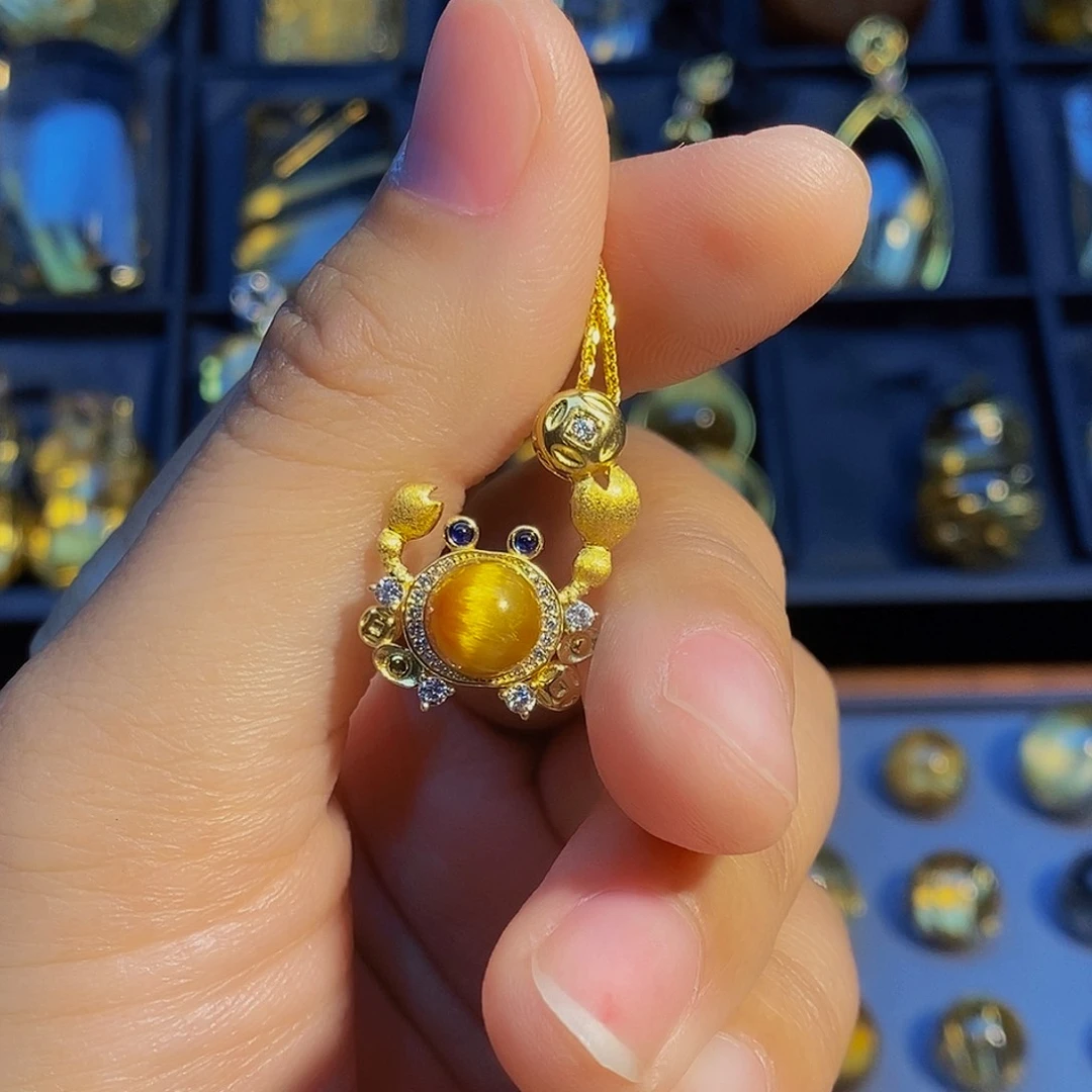 水晶颈饰银S925镶嵌*️****天然发晶螃蟹吊坠