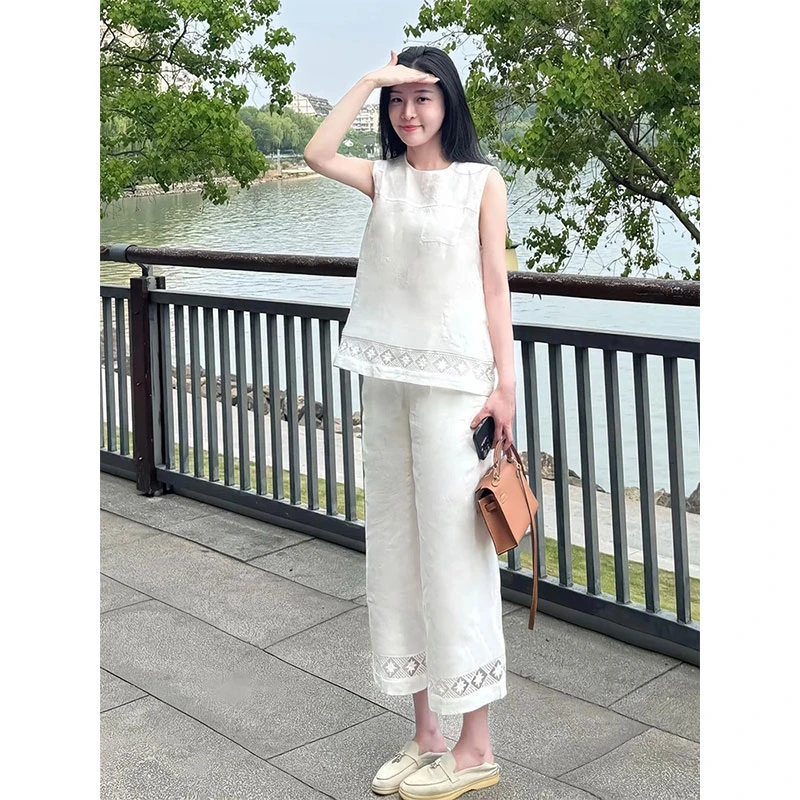 2025超火夏装搭配一整茶里茶气别致独特漂亮小香风白色衬衫套