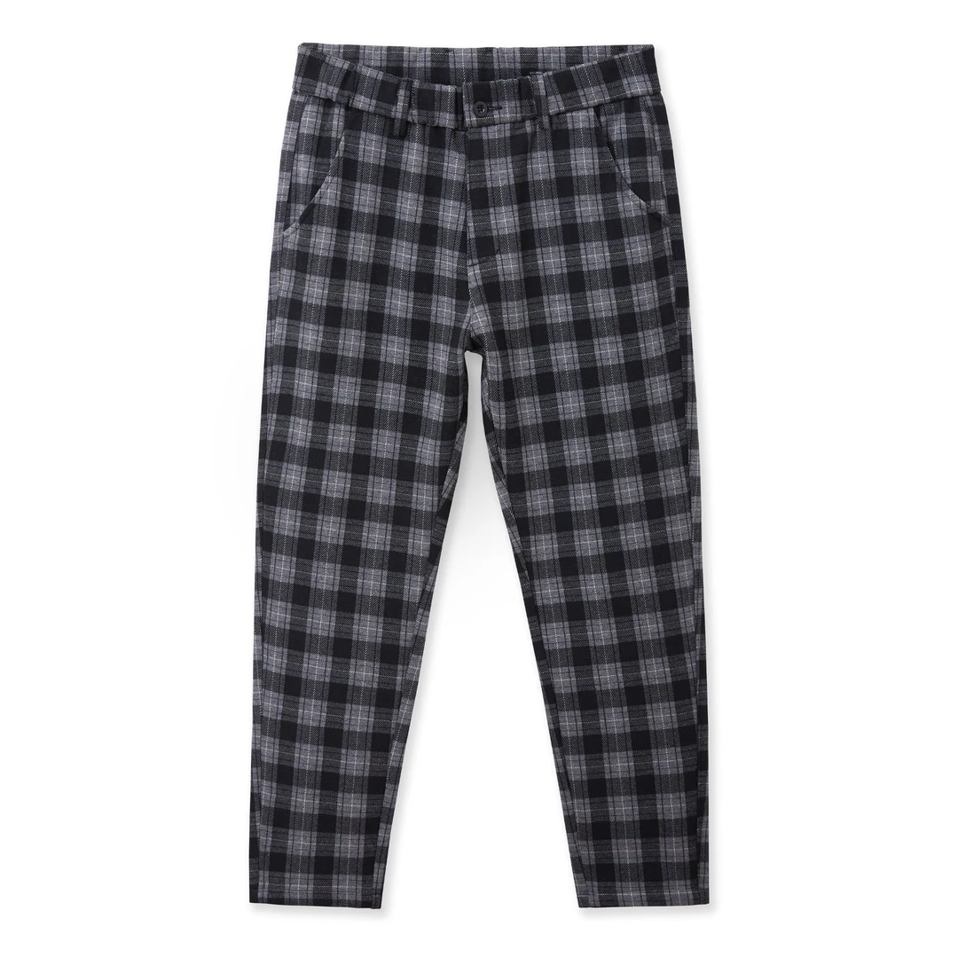 时尚百搭秋冬大码男士潮流轻奢格纹男休闲长裤大码男装立体剪裁CP