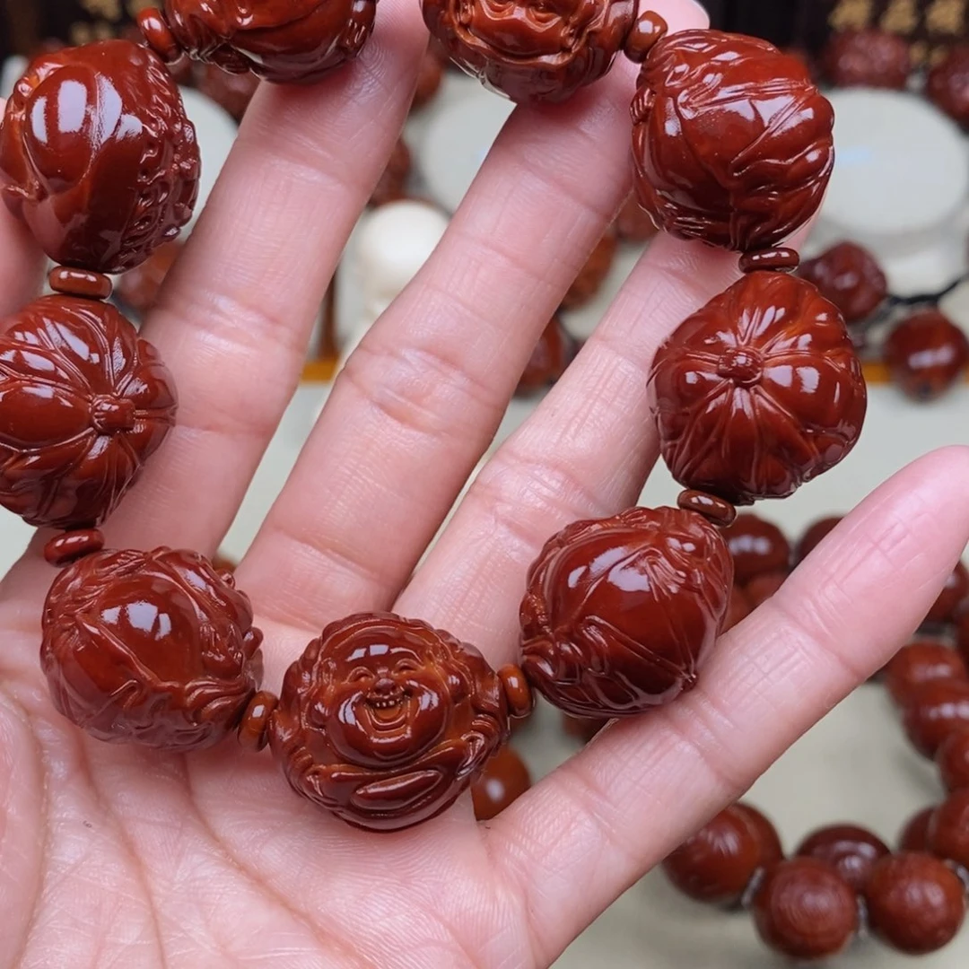 橄榄核吊坠新*荷叶弥勒