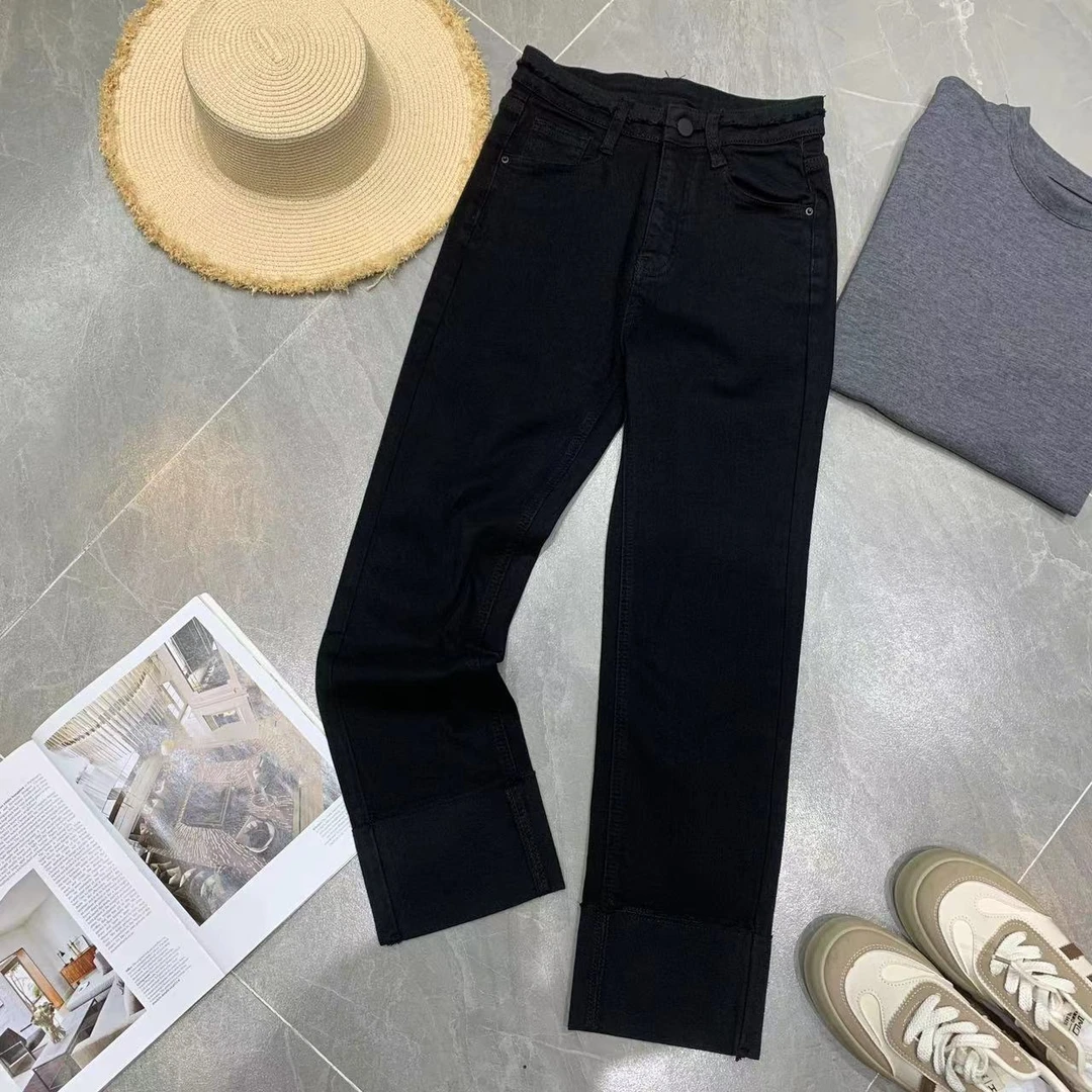 Z.X 复古卷边弹力牛仔烟管裤 3093（K9）