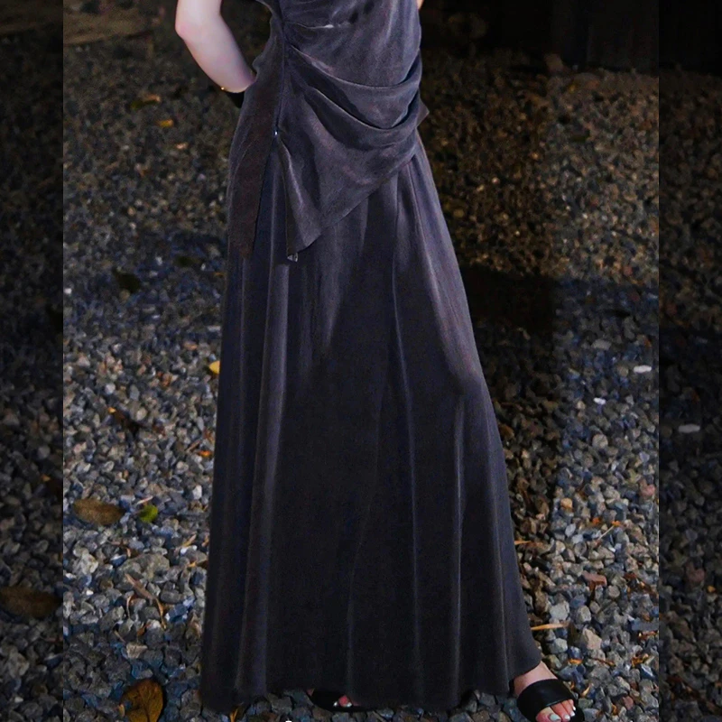 溶溶【雾感苍灰】RONGRONG 极简风高级感垂坠大裙摆半身裙ZGC6Q1650