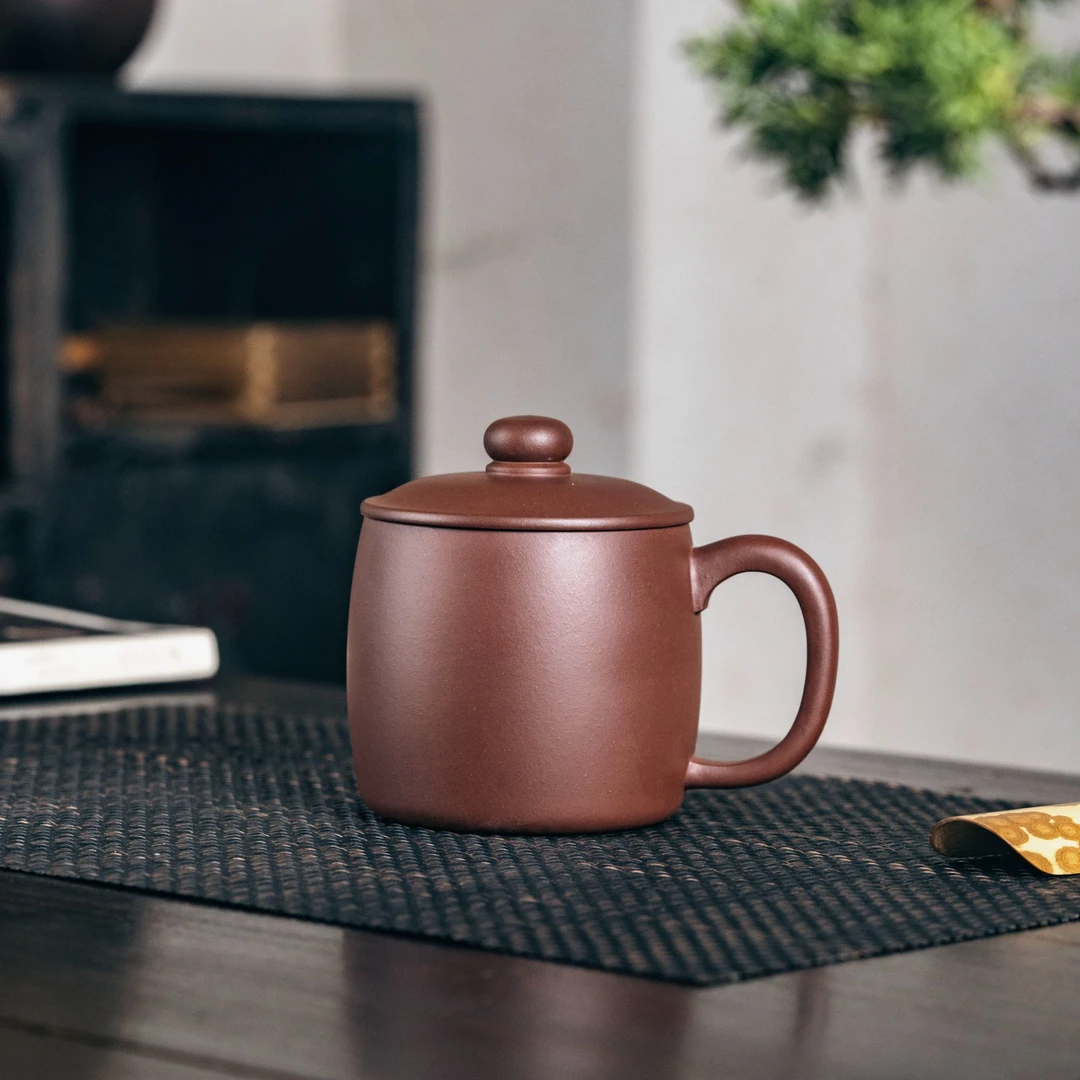 宜兴原矿底槽青家用小容量光素紫砂杯墩墩杯 350cc