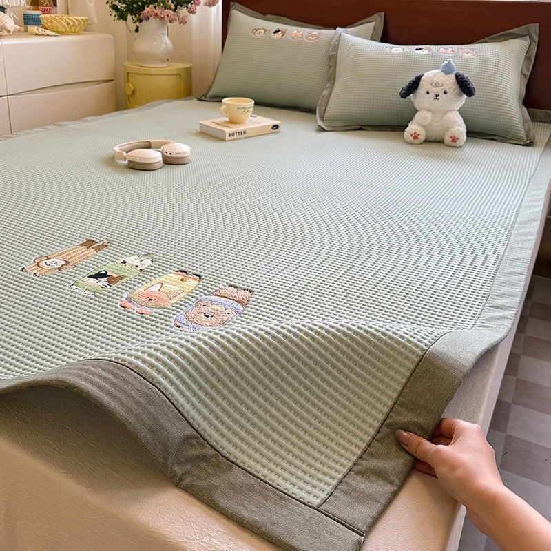 A类母婴级夏天凉感冰豆豆凉席三件套可爱冰丝席可水洗PE空调软席